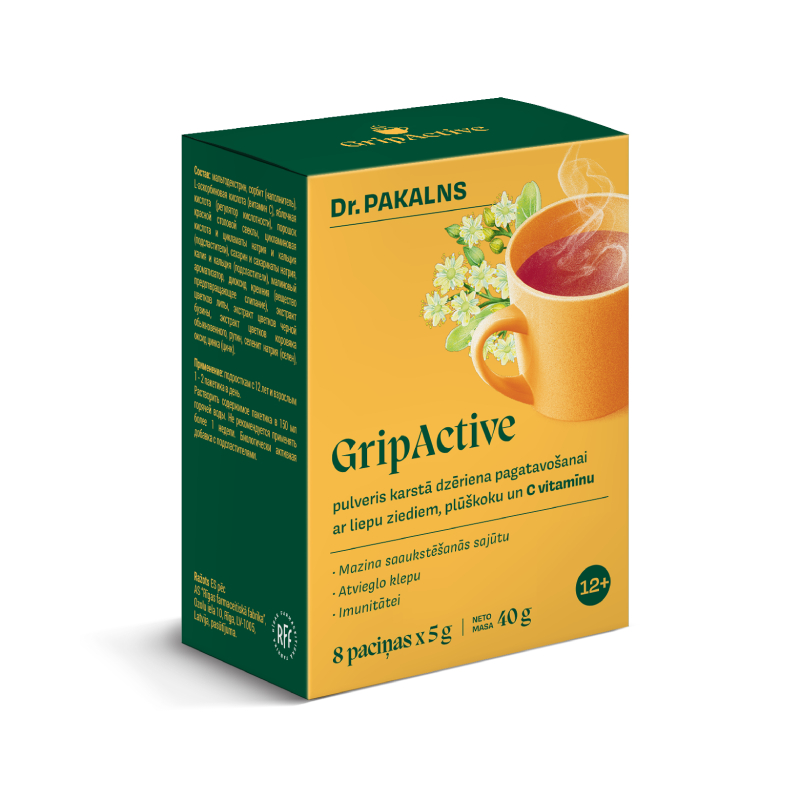 DR. PAKALNS GripActive karstais dzēriens paciņas, 8 gab.