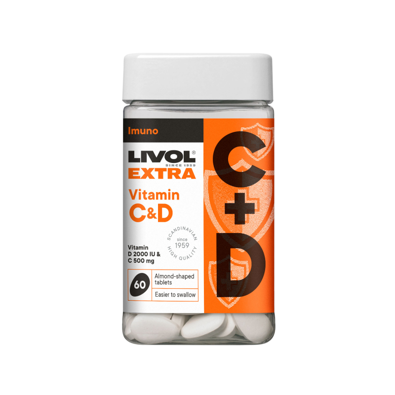 LIVOL EXTRA Vitamīni C & D, 60 tabletes