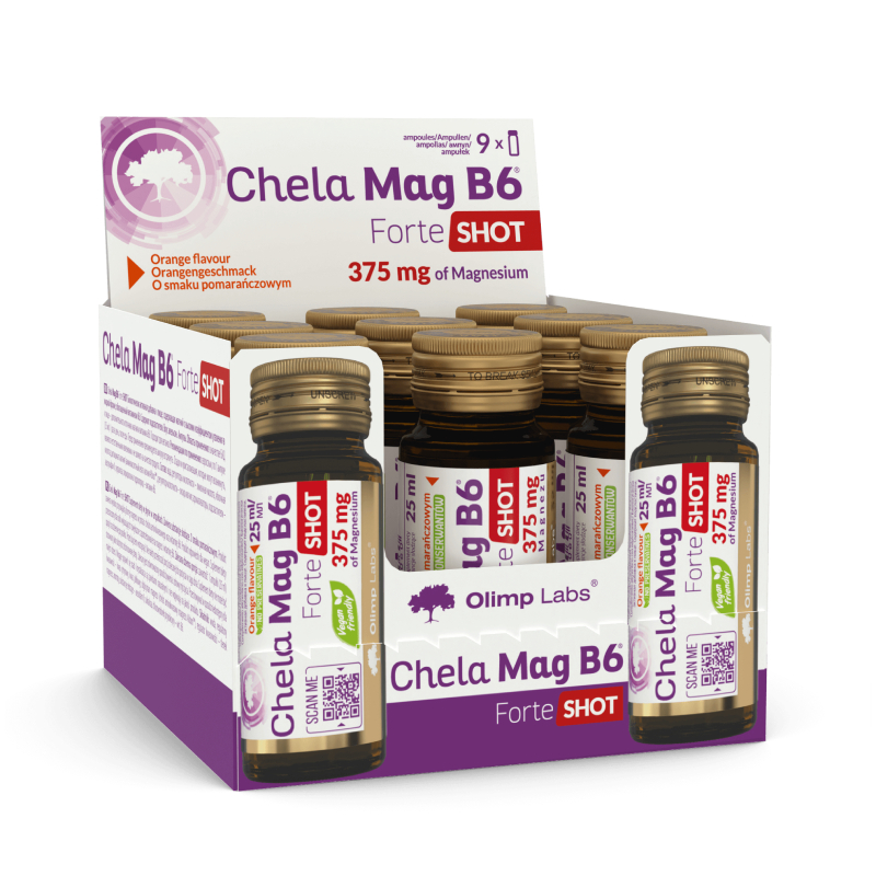 OLIMP LABS Chela - Mag B6 Forte Shot (25 ml) Orange ampulas, 9 gab.