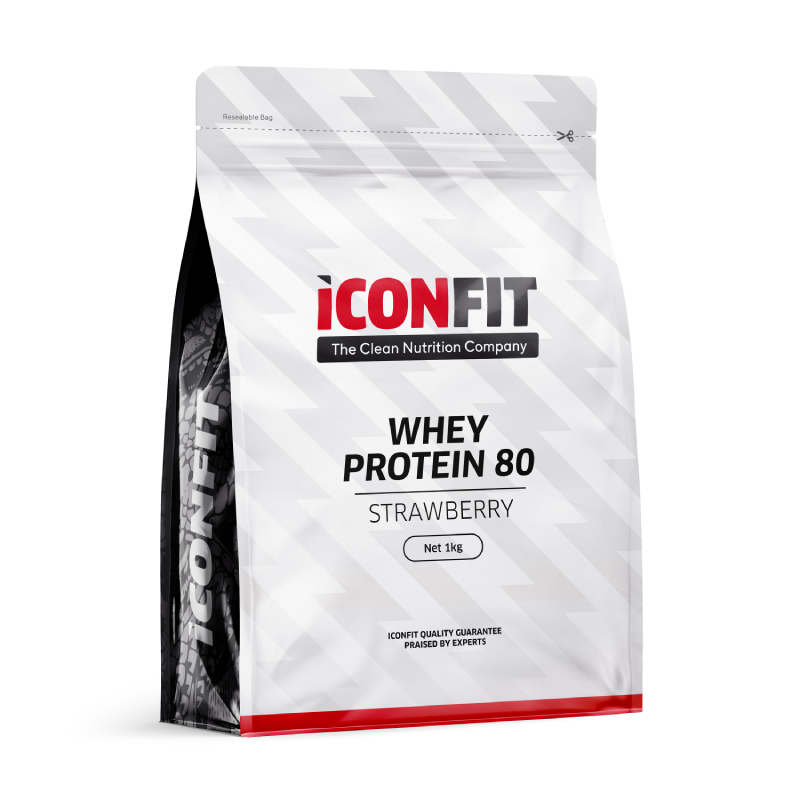 ICONFIT sūkalu proteīns 80 zemeņu garša, 1 kg