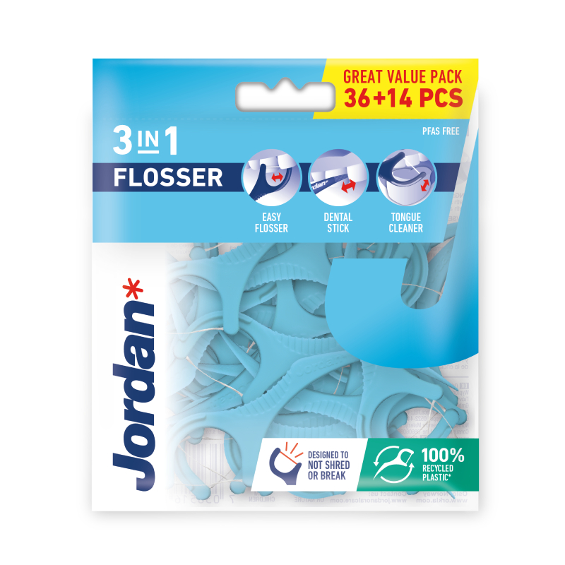 JORDAN 3-in-1 Flosser zobu diegs, 36+14 gb.