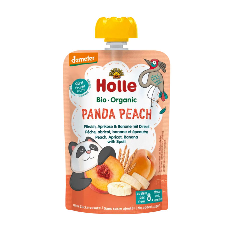 HOLLE augļu biezenis BIO PANDA PEACH, 100 g