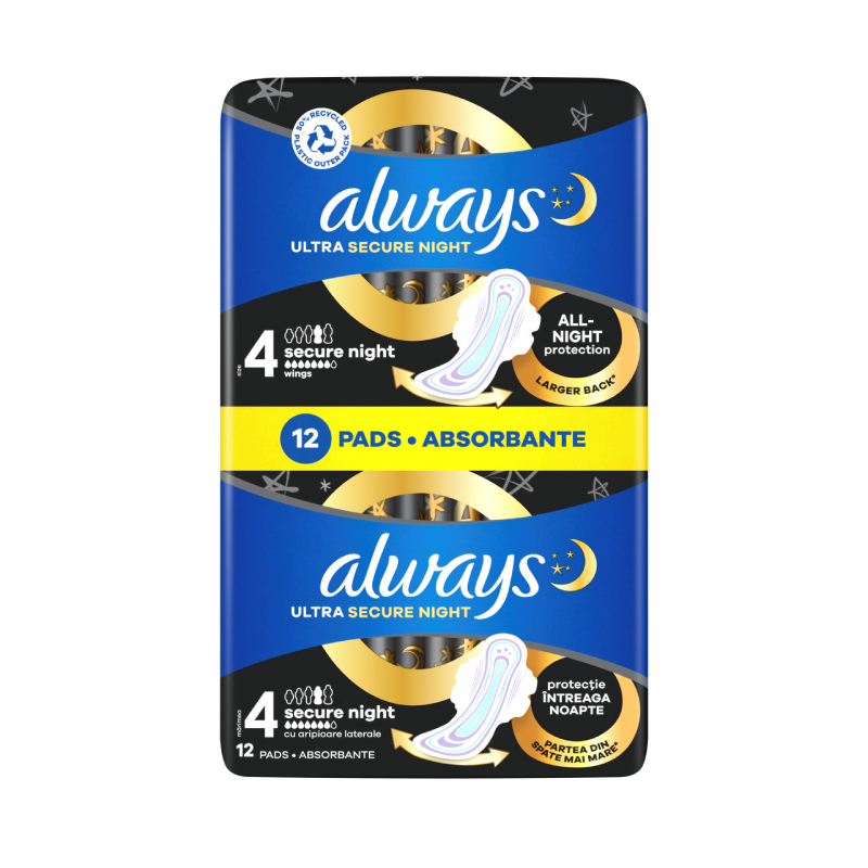 ALWAYS higiēniskās paketes ULTRA NIGHT EXTRA PROTECTION, 12 gab.