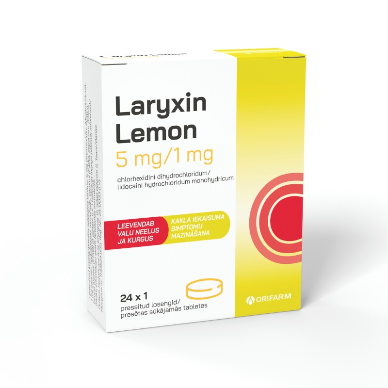 LARYXIN Lemon 5mg/1mg sūkājamās tabletes N24