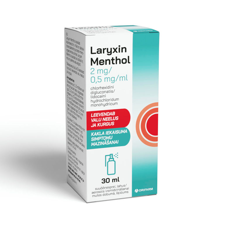 Laryxin Menthol 2 mg/0,5 mg/ml aerosols izsmidzināšanai mutes dobumā, šķīdums