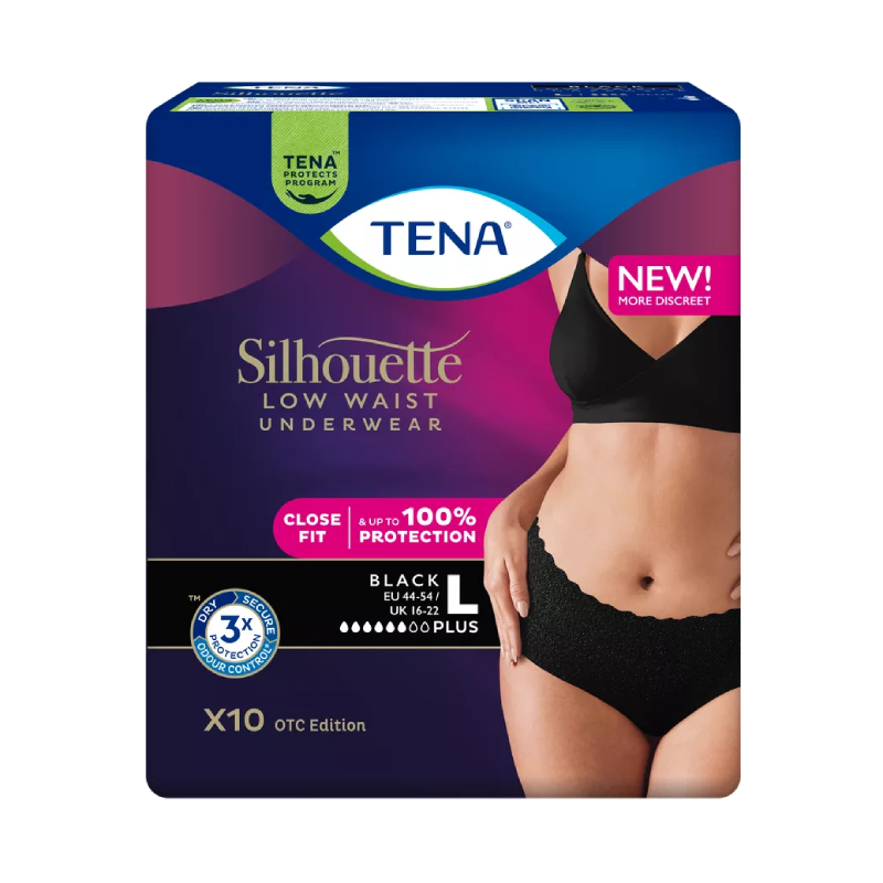 TENA biksītes SILLHOUETTE PANTS PLUS NOIR L, 10 gab.