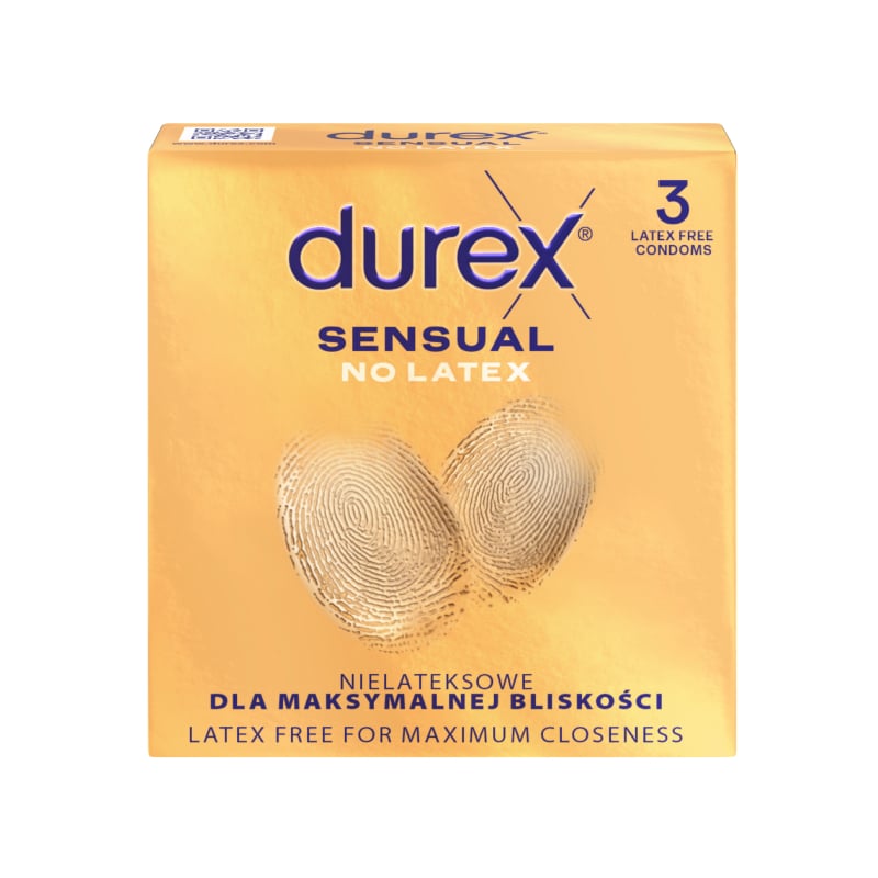 Durex Sensual No Latex Prezervatīvi, 3 gb.
