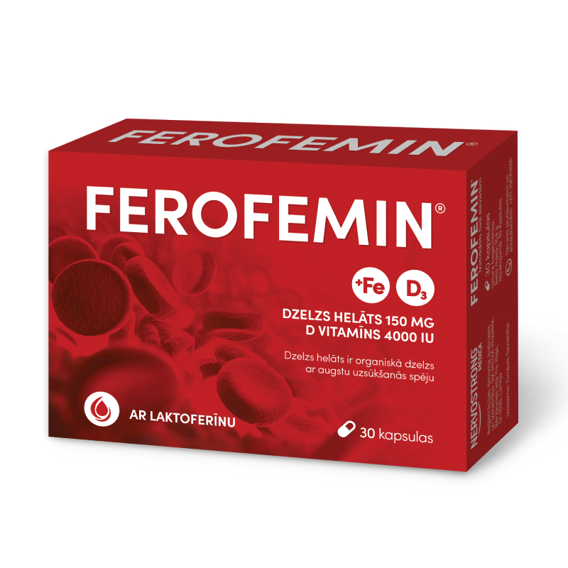 FEROFEMIN ar D vitamīnu kapsulas, 30 gab.