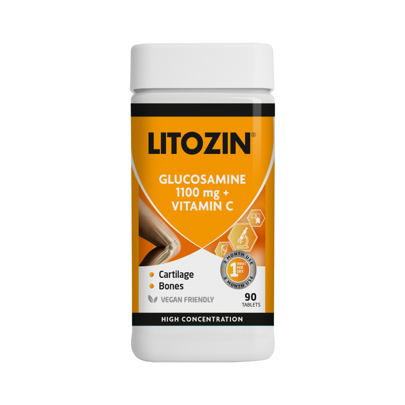 Litozin glucosamine 1100mg + Vitamin C, 90 tabletes