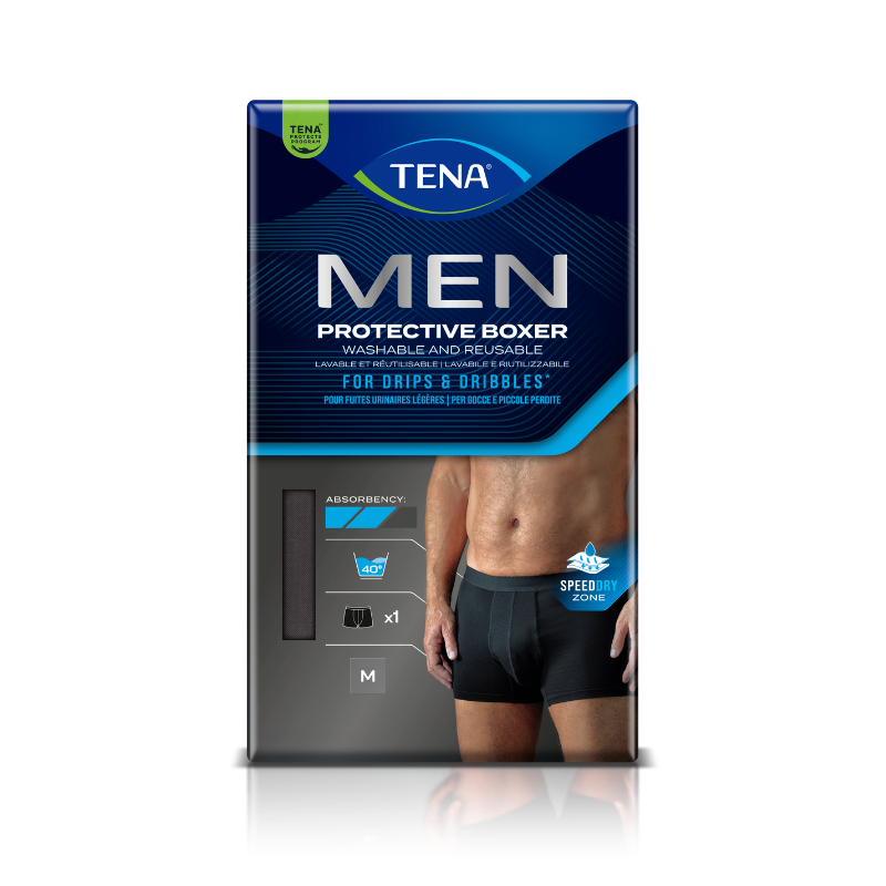 TENA mazgājami bokseršorti vīriešiem MEN PROTECTIVE BOXER, melni, M, 1 gab.