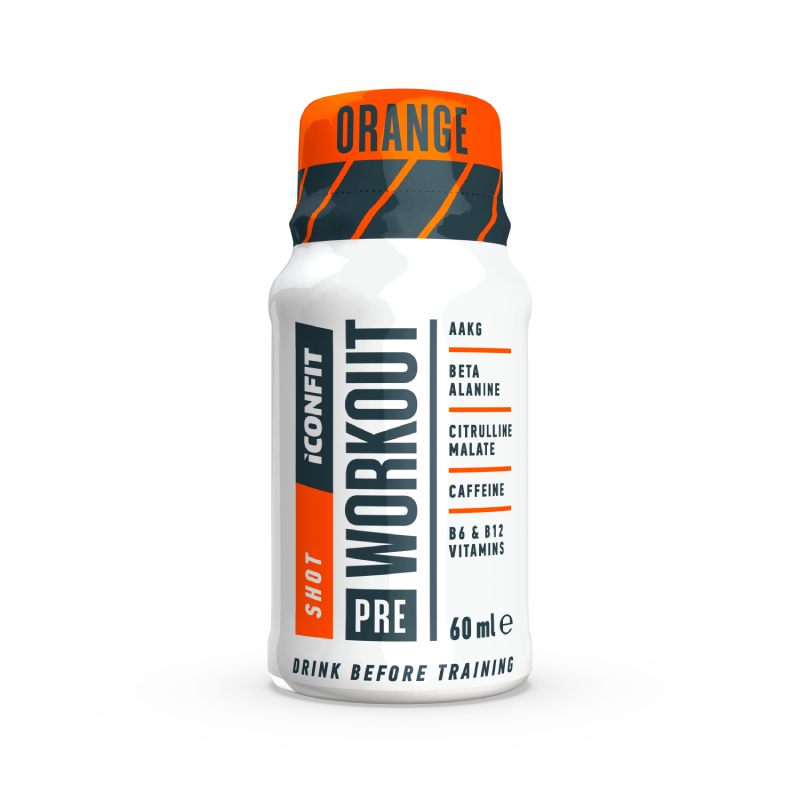 ICONFIT PRE WORKOUT SHOT Ar apelsīnu garšu, 60 ml
