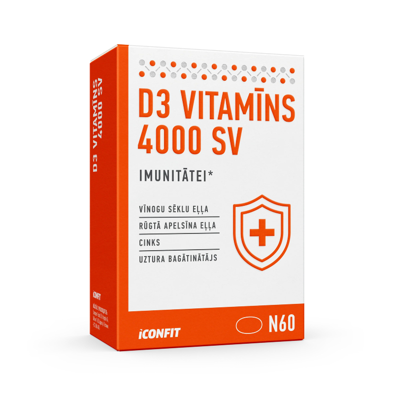 ICONFIT D3 Vitamīns 4000 SV Imunitātei, 60 kapsulas