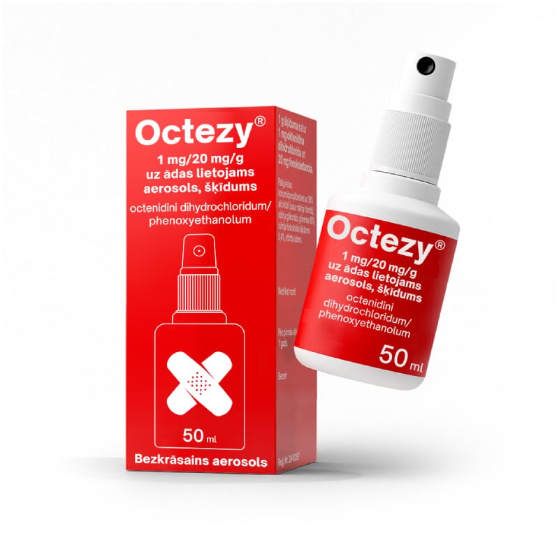 Octezy 1 mg/20 mg/g uz ādas lietojams aerosols, šķīdums