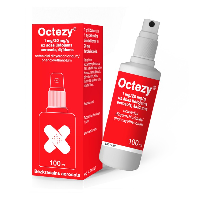 Octezy 1 mg/20 mg/g uz ādas lietojams aerosols, šķīdums