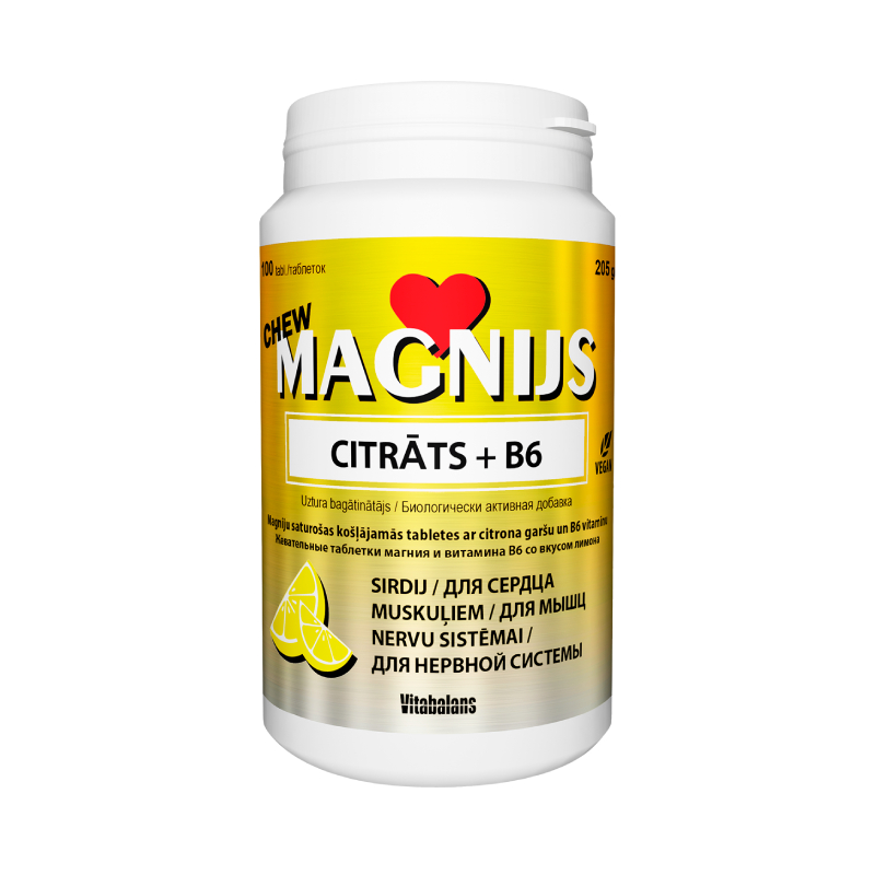MAGNIJS Chew 375 mg + B6 citrāts, 100 gab