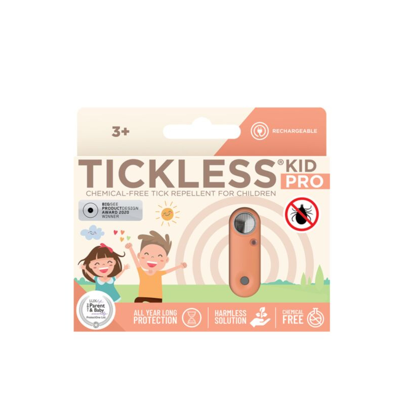 Tickless Kid Pro ultraskaņas repelenta ierīce, persiku (USB lādējama)