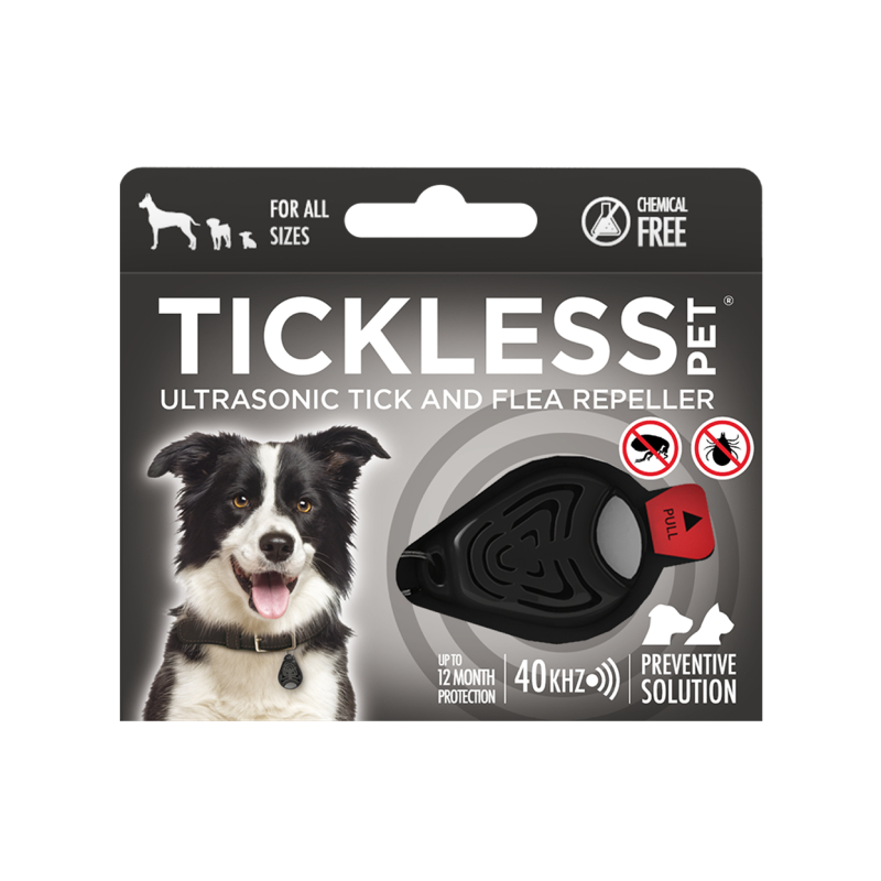 Tickless Pet ultraskaņas ierīce pret blusām un ērcēm - melna, 1 gb.
