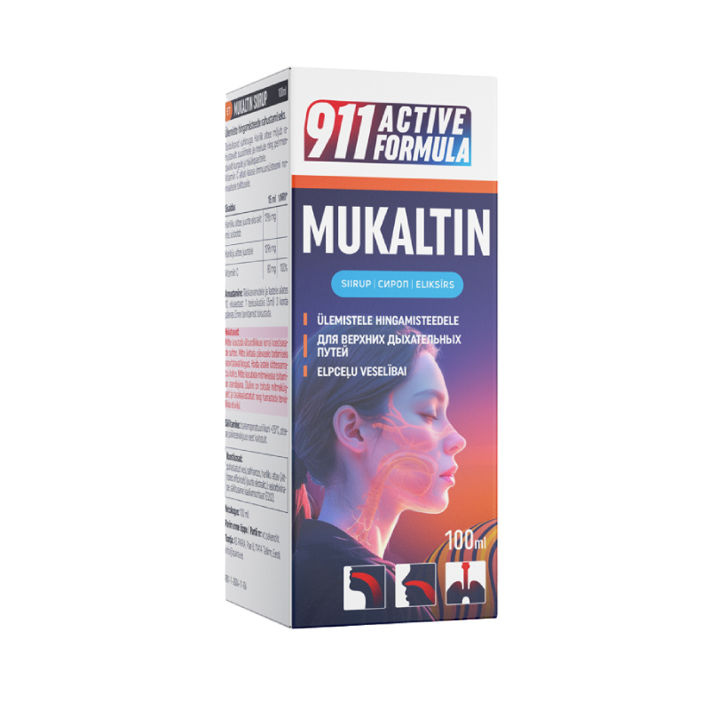 911 Active Formula Herbal Mukaltin  eliksīrs, 100 ml
