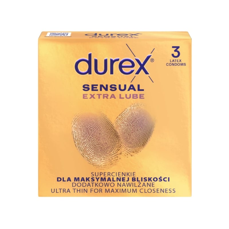 Durex Sensual Extra Lube Prezervatīvi, 3 gb.