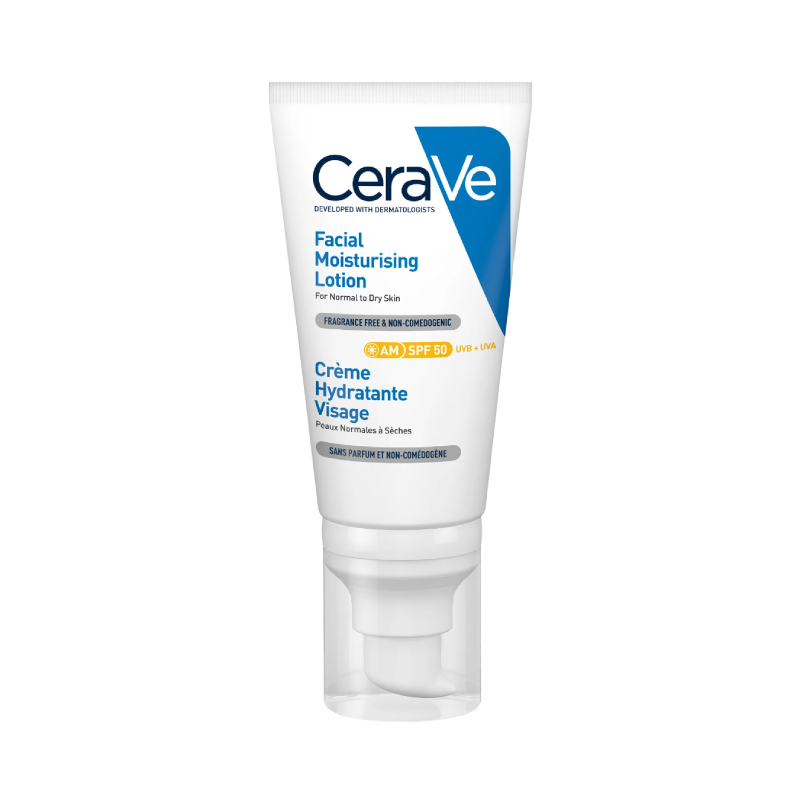 CERAVE mitrinošs krēms normālai un sausai sejas ādai ar SPF50, 52 ml