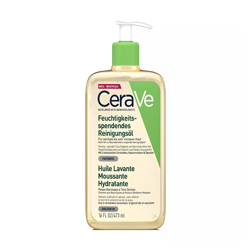 CERAVE For Face And Body With Ceramides Moisturising attīroša eļļa, 473 ml