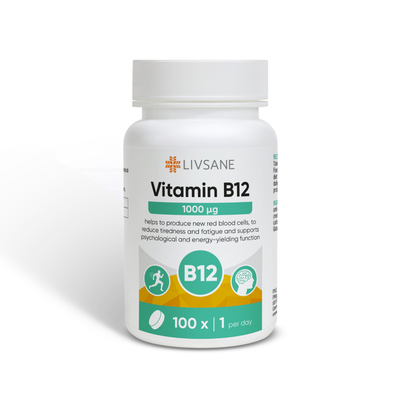 LIVSANE Vitamin B12 1000 mcg tabletes, 100 gab.