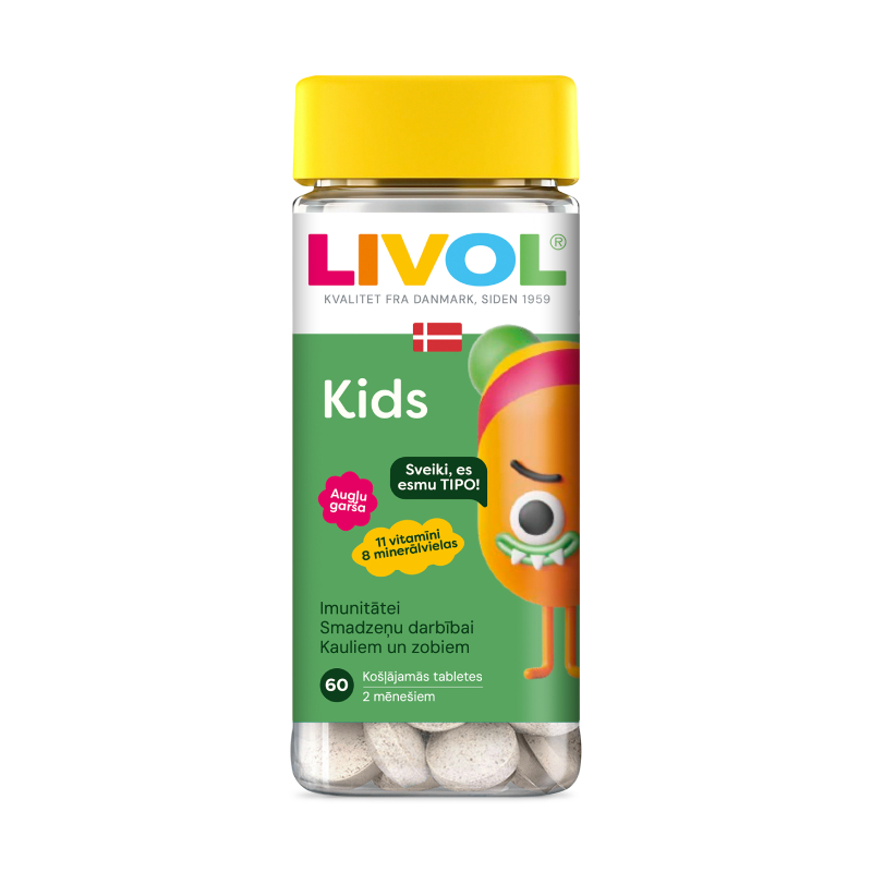 LIVOL Kids Augļu garša, 60 košļājamās tabletes