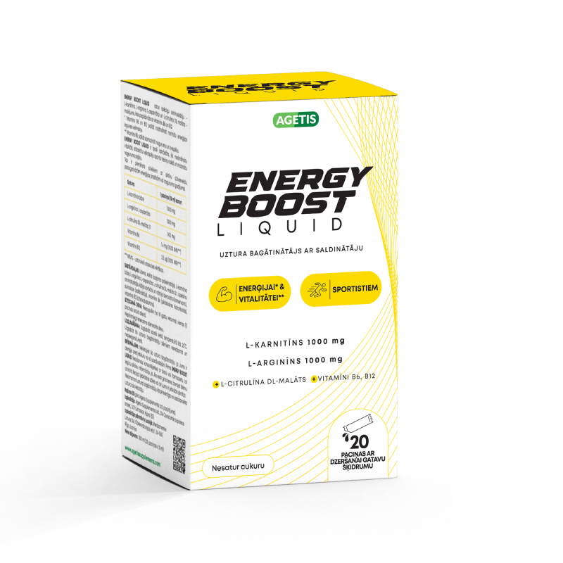 Agetis ENERGY BOOST LIQUID paciņas ar dzeršanai gatavu šķidrumu, 20 gb.